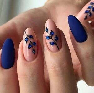 🔥3/$21 Blue and Nude with Floral design Press on nails